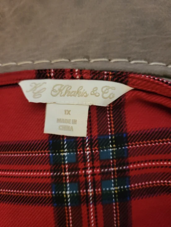 Khakis & Co Red Plaid Shirt Top - Picture 2 of 5